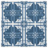 Tissu Flore géométrique bleu classique (Échantillon)