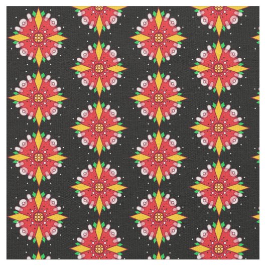 Tissu Flore jaune rouge (Fermer)