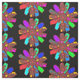 Tissu Flore rétroactive multicolore sur conception en no