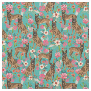 Tissu Flore vintage belge malinois turquoise