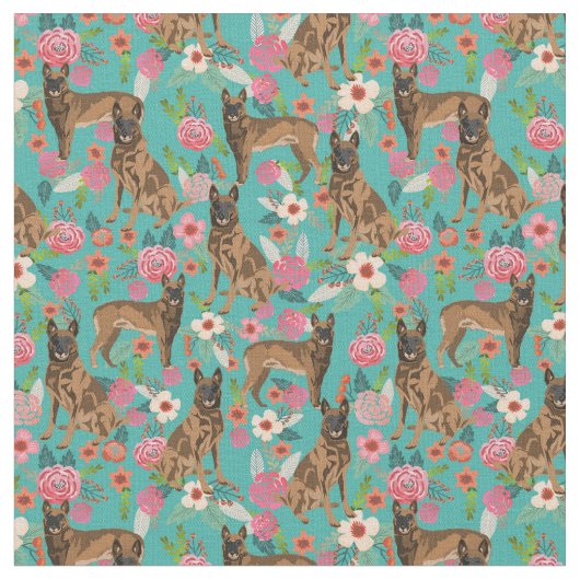 Tissu Flore vintage belge malinois turquoise (Fermer)