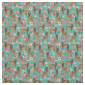 Tissu Flore vintage belge malinois turquoise (Échantillon)