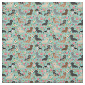 Tissu Flore Vintage de Dachshund (Échantillon)
