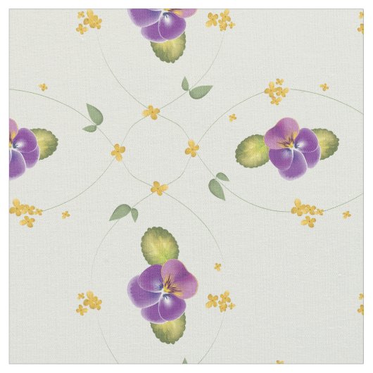 Tissu Flore violette et minuscule jaune (Fermer)