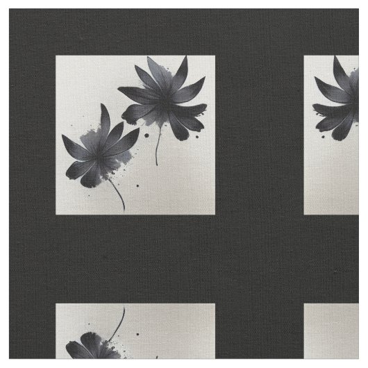 Tissu Flores noires et blanches (Fermer)