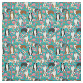 Tissu Flores vintages australiens de Shepherd turquoise (Échantillon)