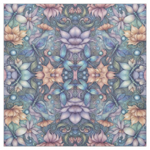 Tissu FLower Damask Blue Gold Design