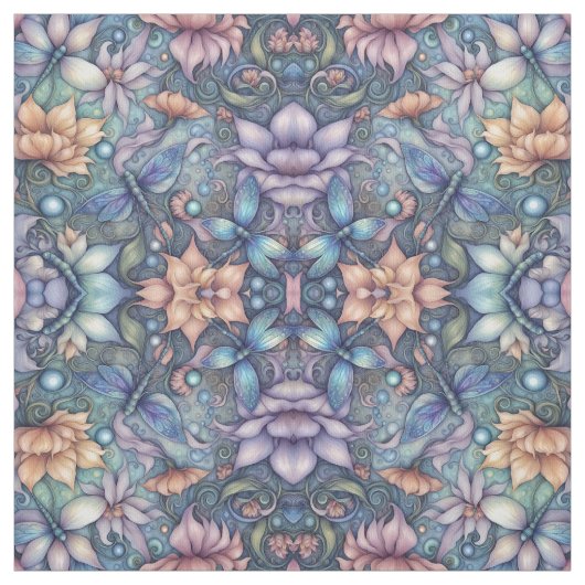 Tissu FLower Damask Blue Gold Design (Échantillon)