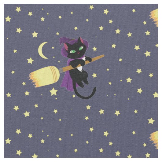 Tissu Flying Witch Cat (Fermer)