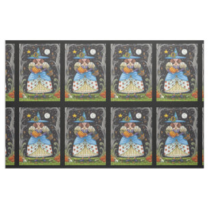 TISSU FOLK ART WITTER EN BOIS ÉFFRAYANTS, CHAT NOIR & OW