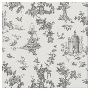 Tissu Fontaines et arbres fantastiques vintages Toile-B