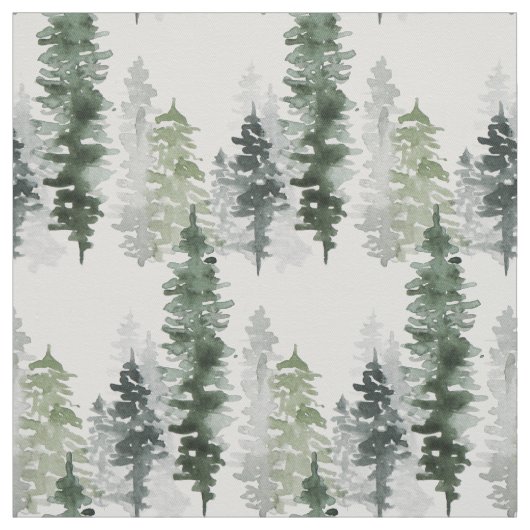 Tissu Forêt À feuillage persistant D'Arbres Aquarelle (Échantillon)