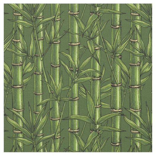 Tissu Forêt de bambou en vert (Fermer)
