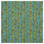 Tissu Forêt de bambou sur bleu (Échantillon)