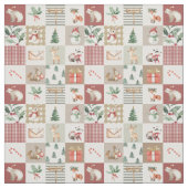 Tissu forêt de Noël animaux de la forêt patchwork neutre (Échantillon)