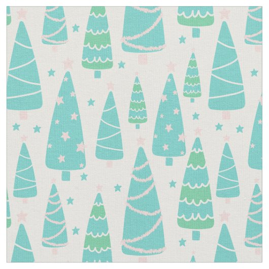 Tissu Forêt de sapins de Noël Pastel (Fermer)
