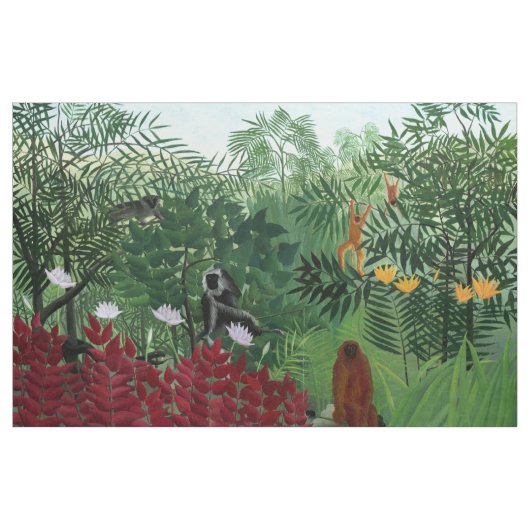 Tissu Forêt tropicale avec singes Rousseau Art (Yard)