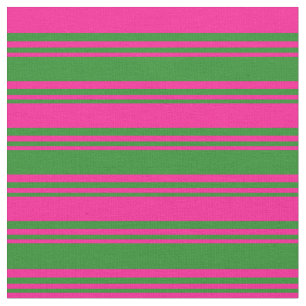 Tissu Forêt vert et profond rose rayures/lignes Motif