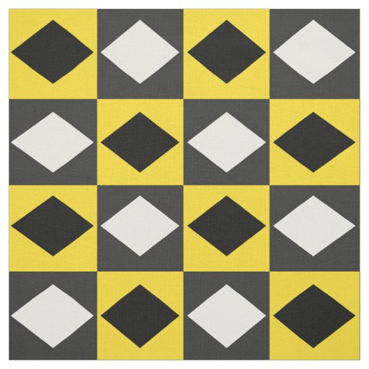 Tissu Forme de diamant jaune noir blanc Rhombus (Échantillon)
