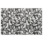Tissu Formes Abstraites 180318 - Blanc sur noir (Fat Quarter)