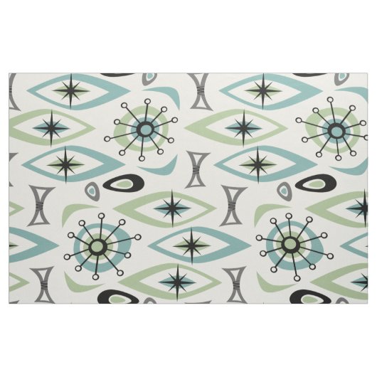 Tissu Formes du milieu du siècle - Vert/Bleu ©studioxtin (Fat Quarter)