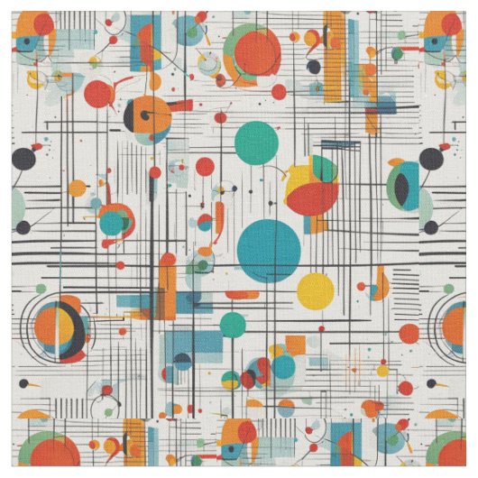 Tissu Formes et lignes géométriques du milieu du siècle (Fermer)