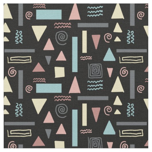 Tissu Formes géométriques noir motif (Fermer)