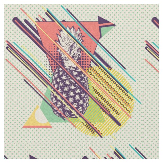 Tissu Formes géométriques rétro et ananas (Fermer)