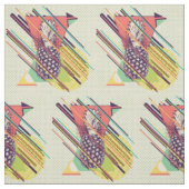 Tissu Formes géométriques rétro et ananas (Échantillon)