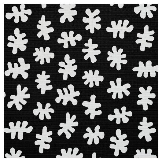 Tissu Formes morphiques 120322 - Blanc sur noir (Échantillon)