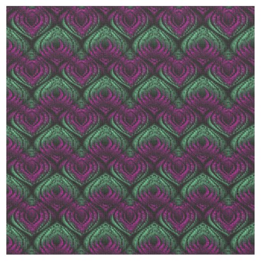 Tissu Formes vert et violet sur noir (Fermer)