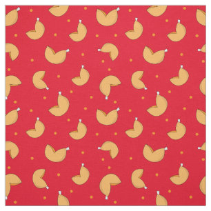 Tissu Fortune Cookie Rouge Chinois Bonne chance Motif