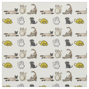 Tissu fou de chats de bande dessinée