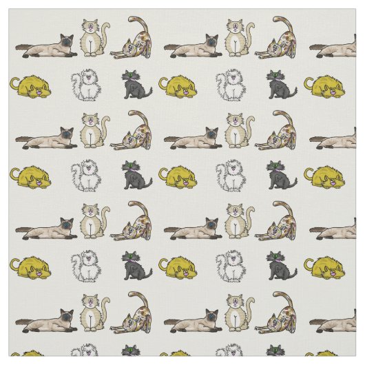 Tissu fou de chats de bande dessinée (Échantillon)