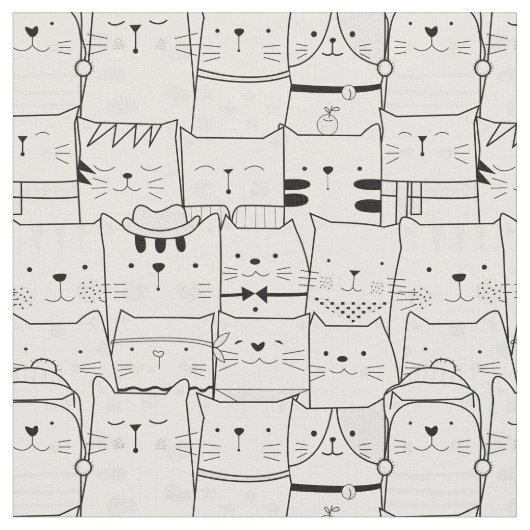 Tissu Foule de chats (Fermer)