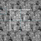 Tissu foule de cryptide noir blanc (Carreau)