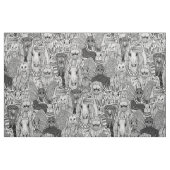 Tissu foule de cryptide noir blanc (Fat Quarter)