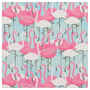 Tissu Foule rose et blanche des Flamants roses