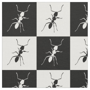 Tissu Fourmis noir et blanc de damier