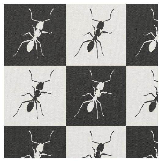 Tissu Fourmis noir et blanc de damier (Fermer)