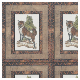 Tissu Fox rustique faisant un pas sur un tronc d'arbre