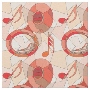 Tissu Fragments Tuba Music Note