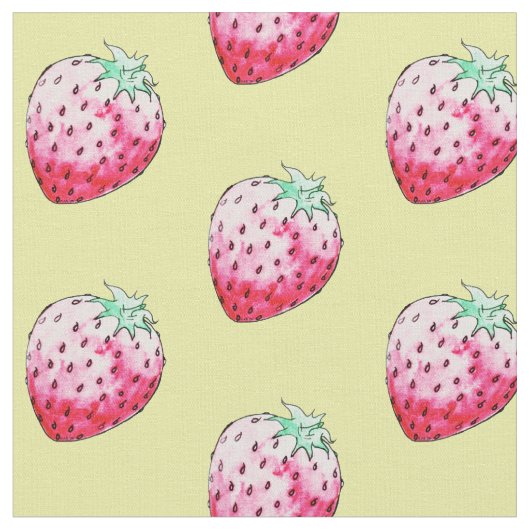 Tissu fraise d'aquarelle jaune (Fermer)