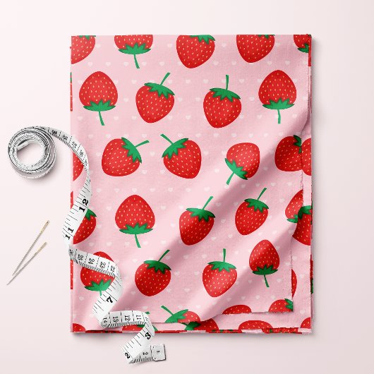 Tissu Fraise D'Été Rose Et Rouge