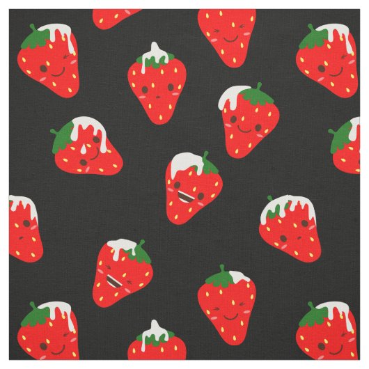 Tissu Fraises et crème (Échantillon)