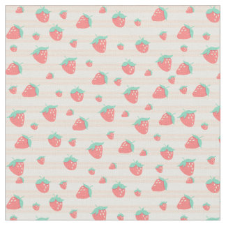 Tissu Fraises rose mignonne Pastel et Motif à la crème