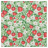 Tissu Fraises rouges et fleurs blanches (Échantillon)