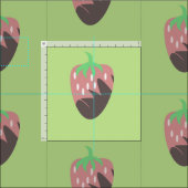 Tissu Fraises trempées dans le chocolat vert (Carreau)