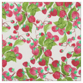Tissu Fraises vertes rouges peintes à la main (Échantillon)