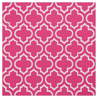 Tissu Framboise, Quatrefoil Marocain Blanc #6